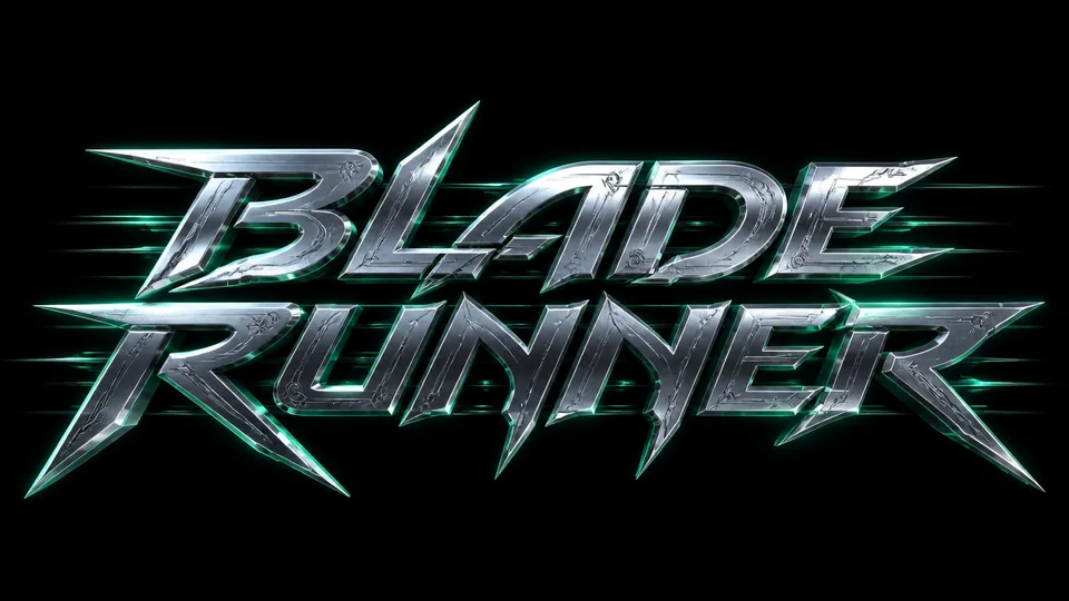 Blade Runner chrome heavy metal band logos