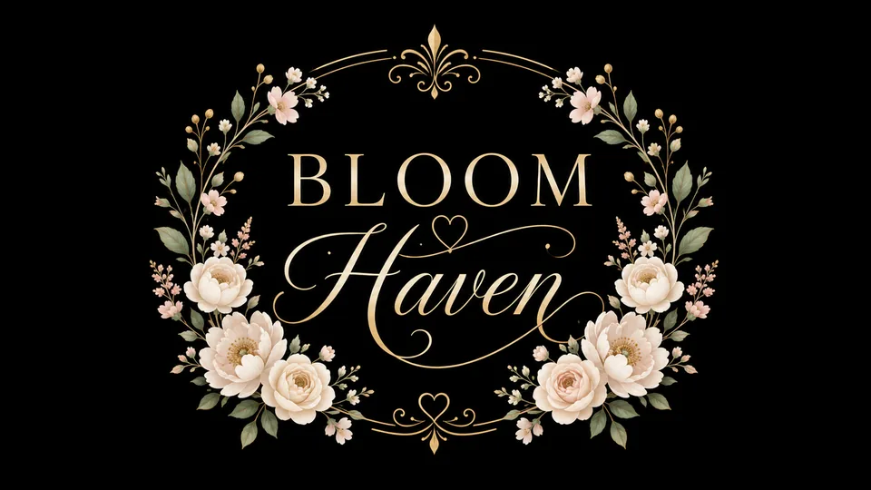 Bloom Haven floral wedding logo generator sample
