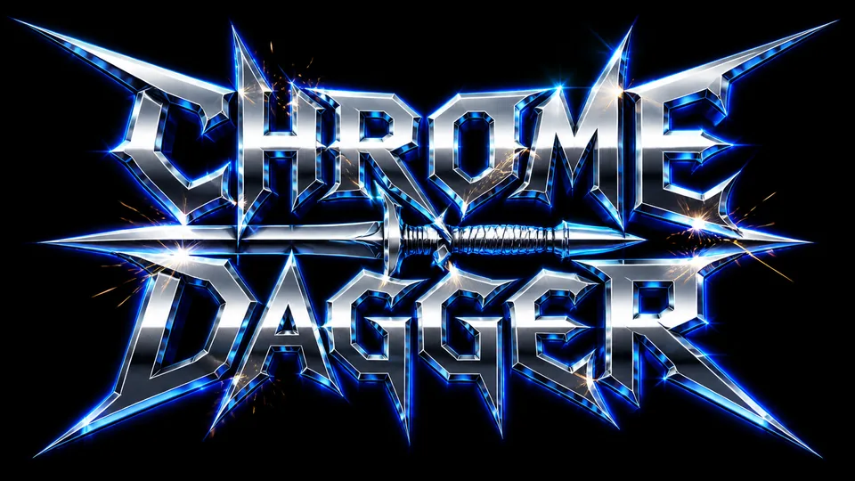 Chrome Dagger 80s rock band logo design