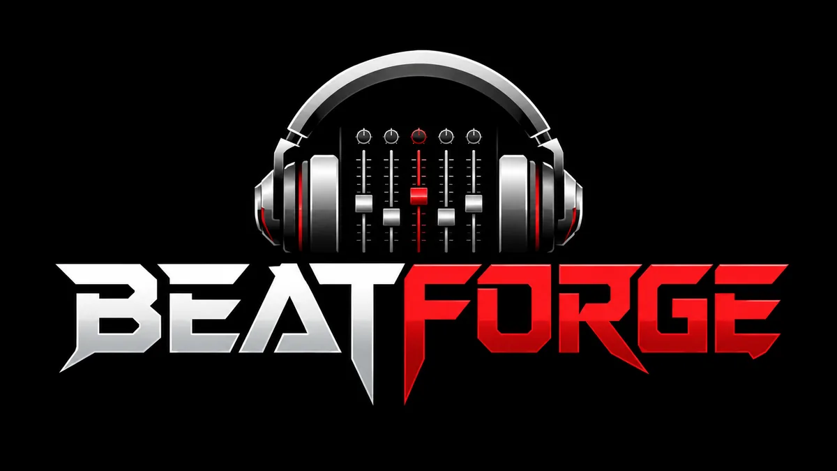 Headphones DJ logo with mixer icon