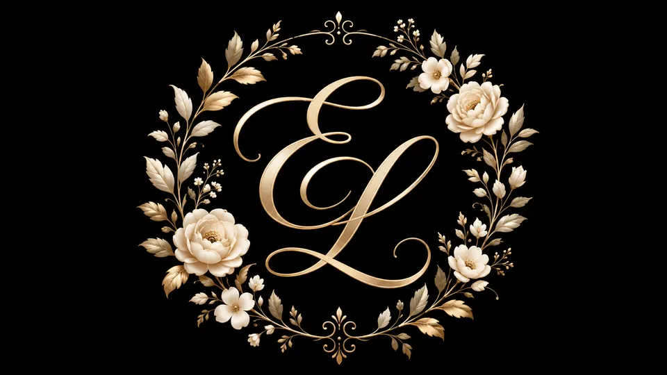Everly wedding monogram logo