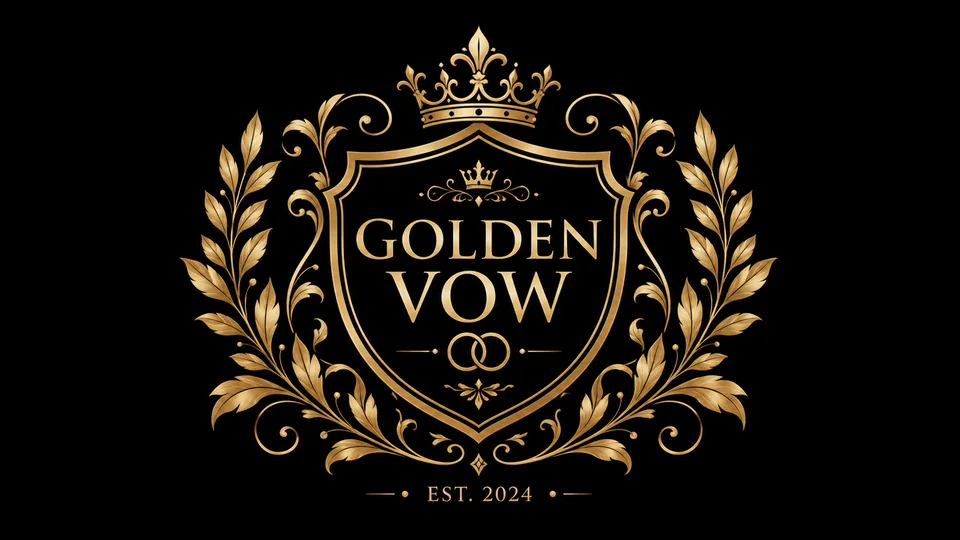 Golden Vow luxury wedding crest logo