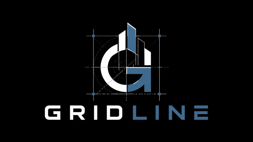 Gridline modern construction business logo