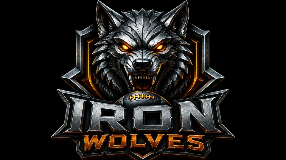 Iron Wolves badass cool fantasy football team logo