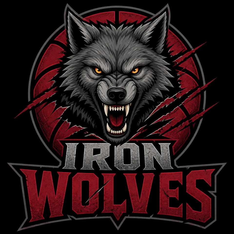 Iron Wolves mascot basketball logo design