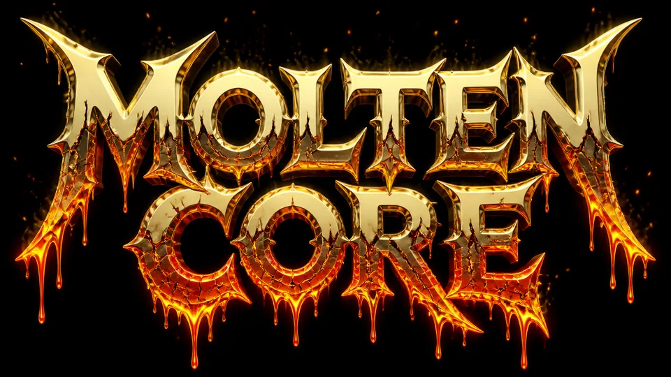 Molten Core chrome heavy metal logo