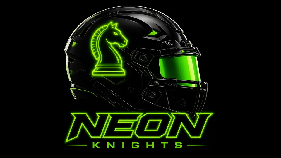 Neon Knights helmet fantasy football team logo