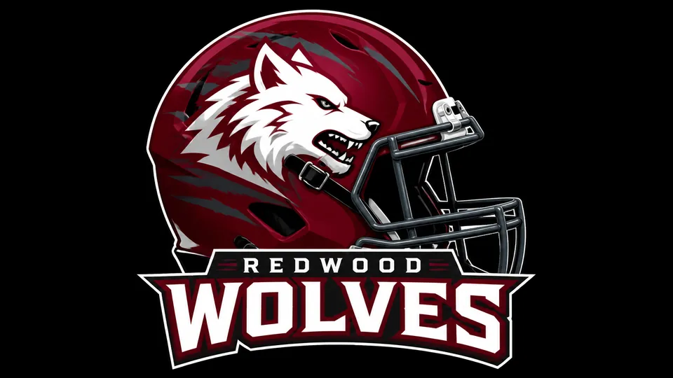 Redwood Wolves football helmet logo design