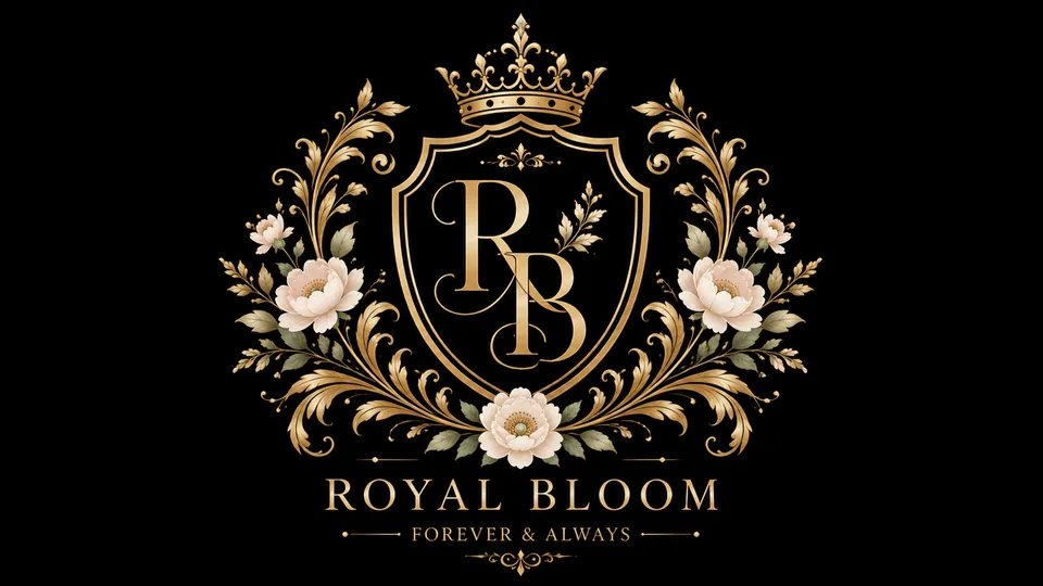 Royal Bloom wedding crest logo design