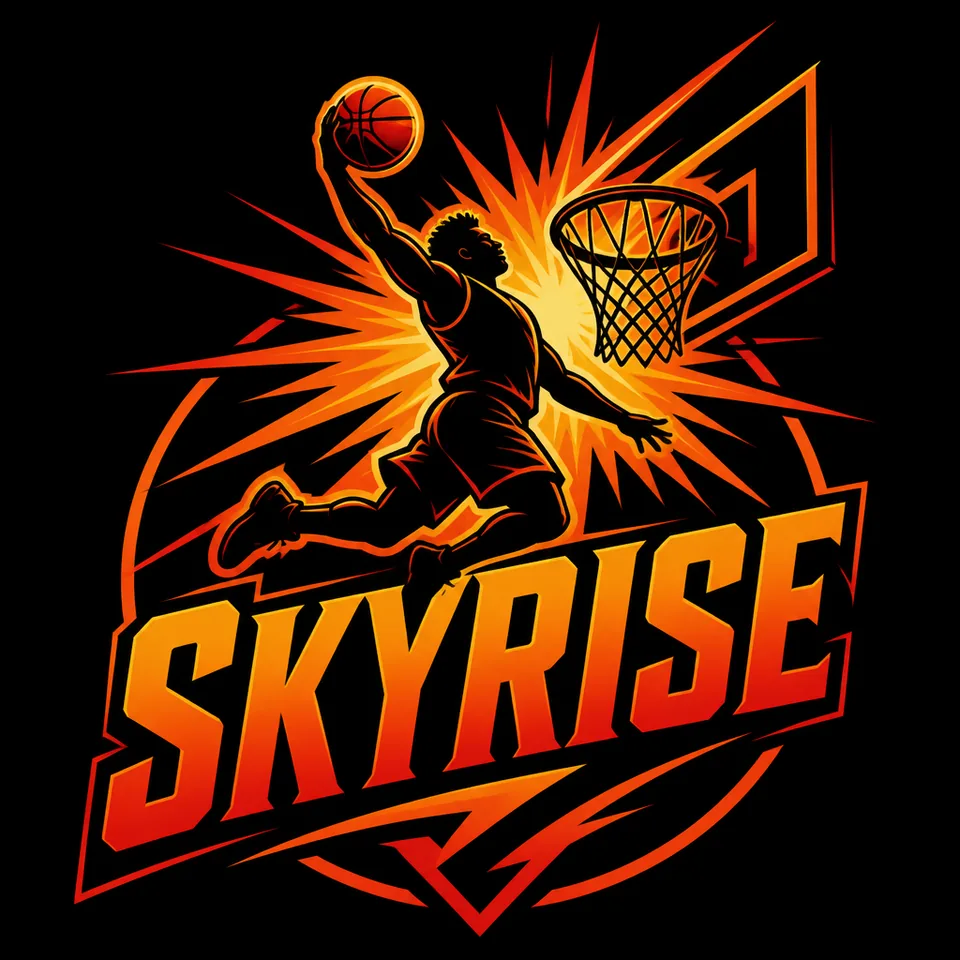 Skyrise slam dunk basketball logo