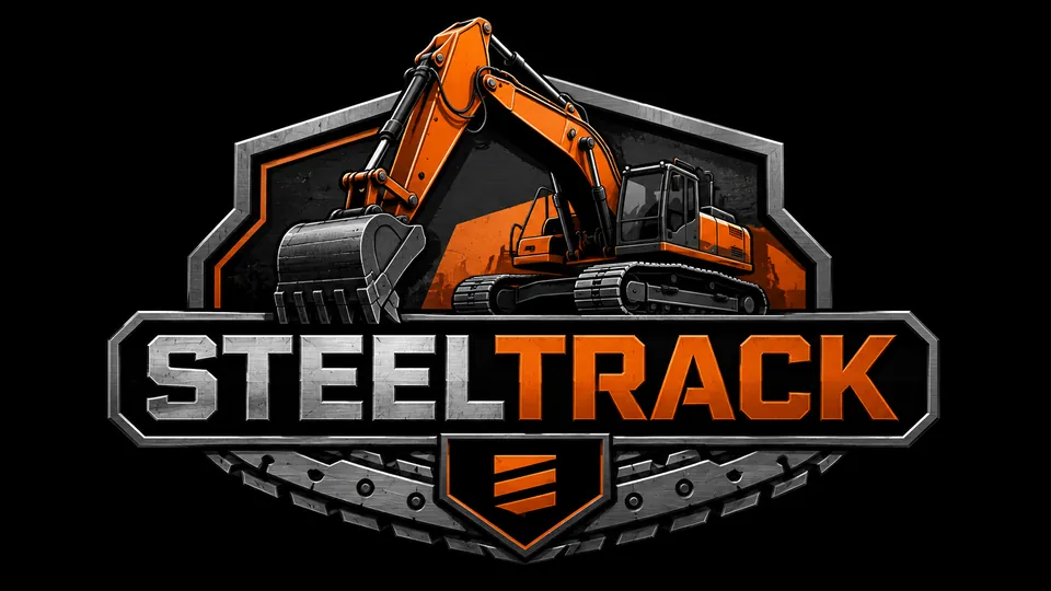 Steeltrack excavator construction logo