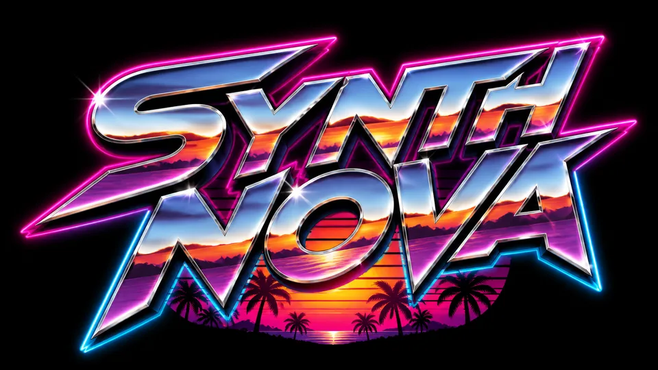Synth Nova 80s band logo generator result