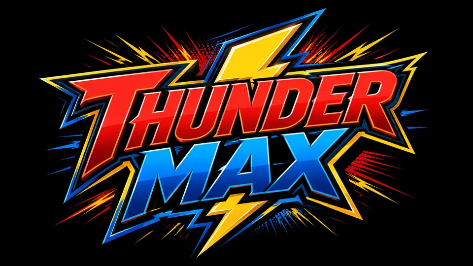 Thunder Max superhero name logo generator result