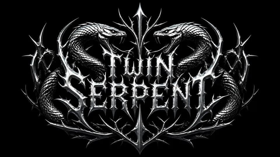 Twin Serpent symmetric deathcore band logo